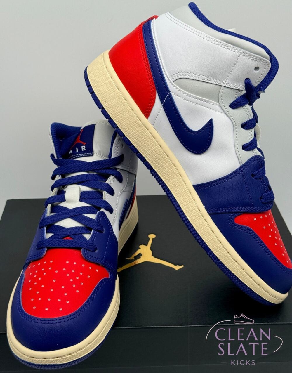 Air Jordan 1 Mid "Rare Air" White/Blue Girls 6.5Y New